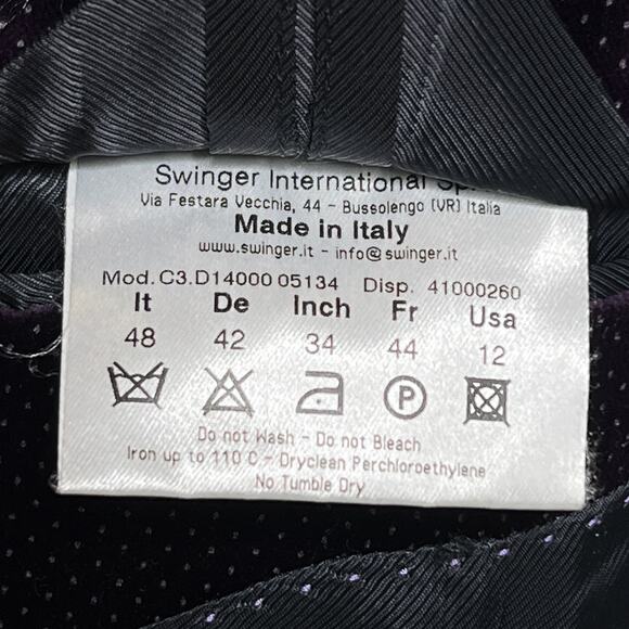 Byblos Velvet Suit Jacket Italian Made Purple Speckled Long Sleeve Formal Party - Picture 8 of 9